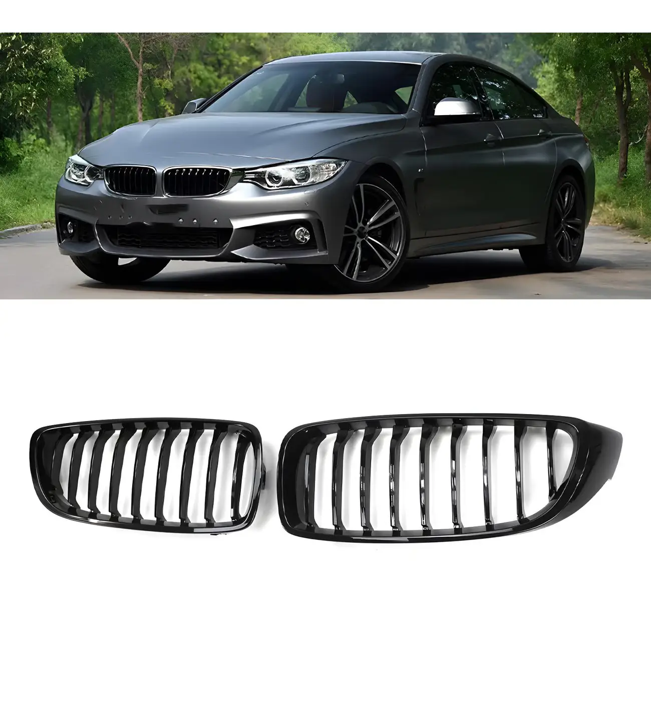 BMW 4 Series F32 Front Grille Set - Piano Black