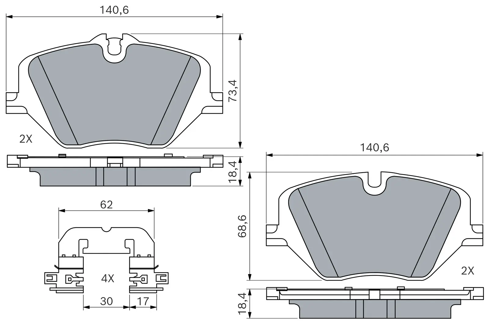 BMW F70 118 Fren Balatası Ön | BOSCH 0986460279