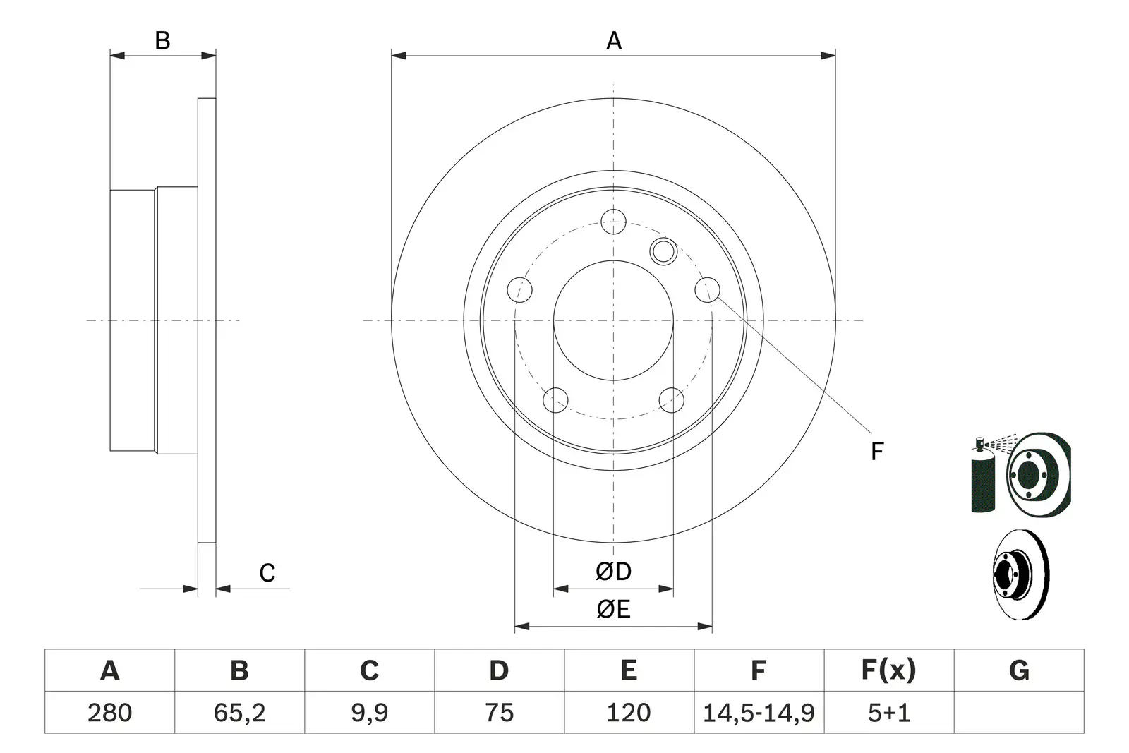 BMW E81 116d Brake Disc Rear | BOSCH 0986479217
