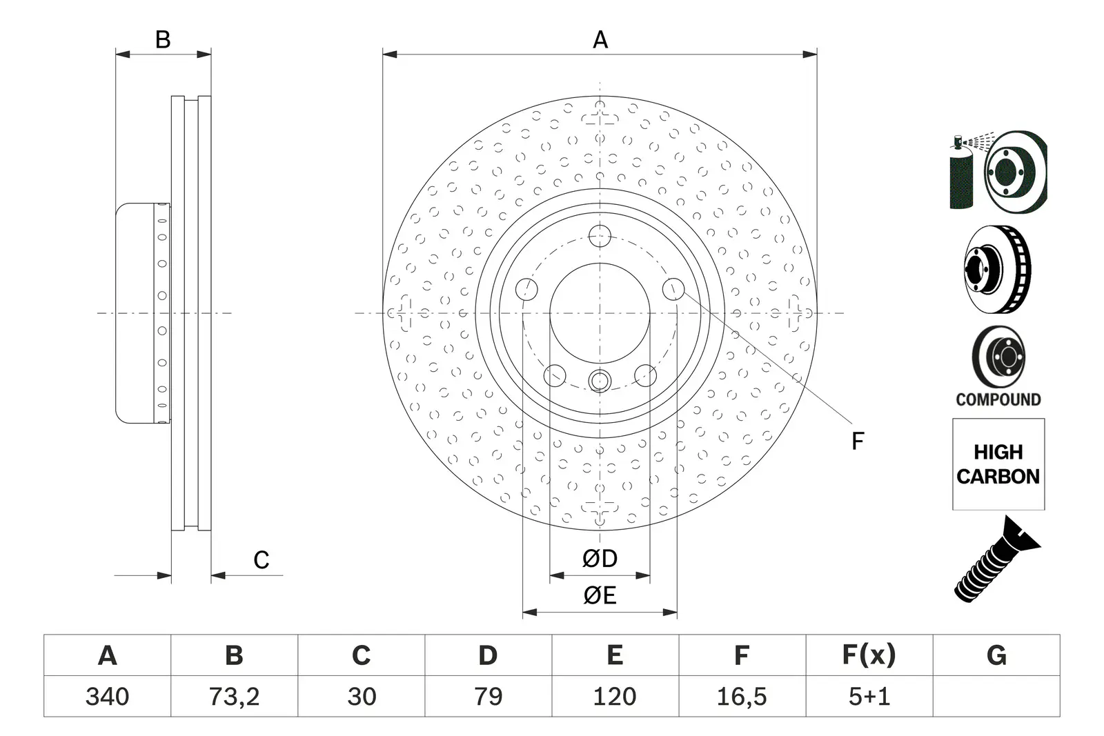 BMW F23 M240i Brake Disc Front | BOSCH 0986479E11