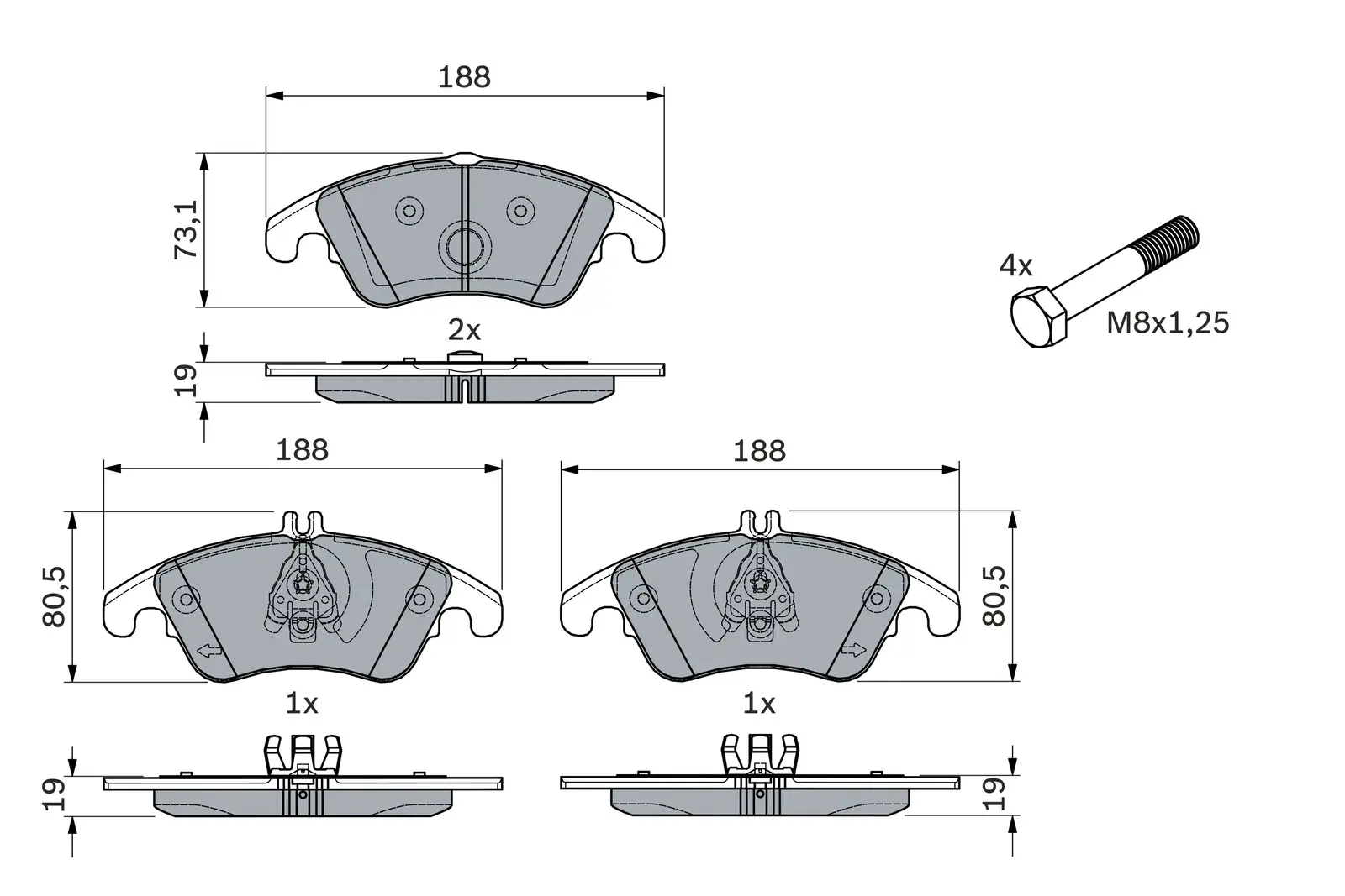 Mercedes W207 E 250 BlueTec Fren Balatası Ön | BOSCH 0986494263