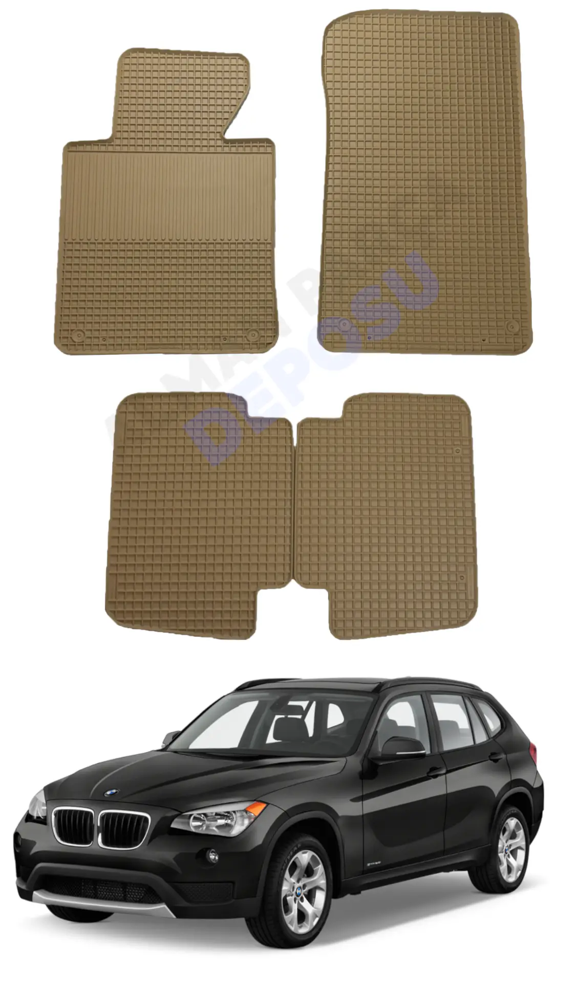 BMW F26 Rubber Floor Mat Beige Odorless Original Custom-Cut Schönek