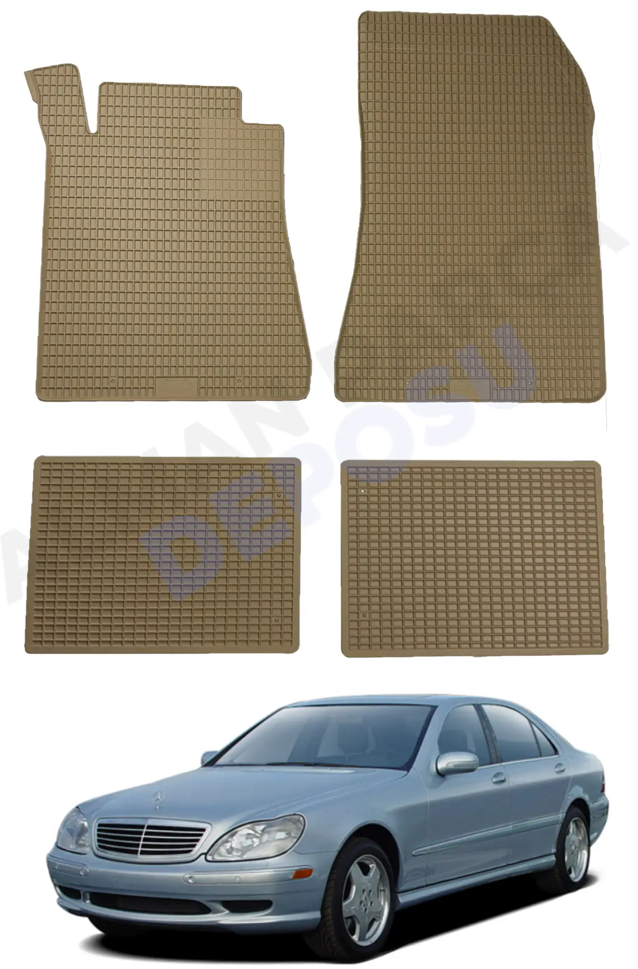 Mercedes W220 Rubber Floor Mat Beige Odorless Original Custom-Cut Schönek