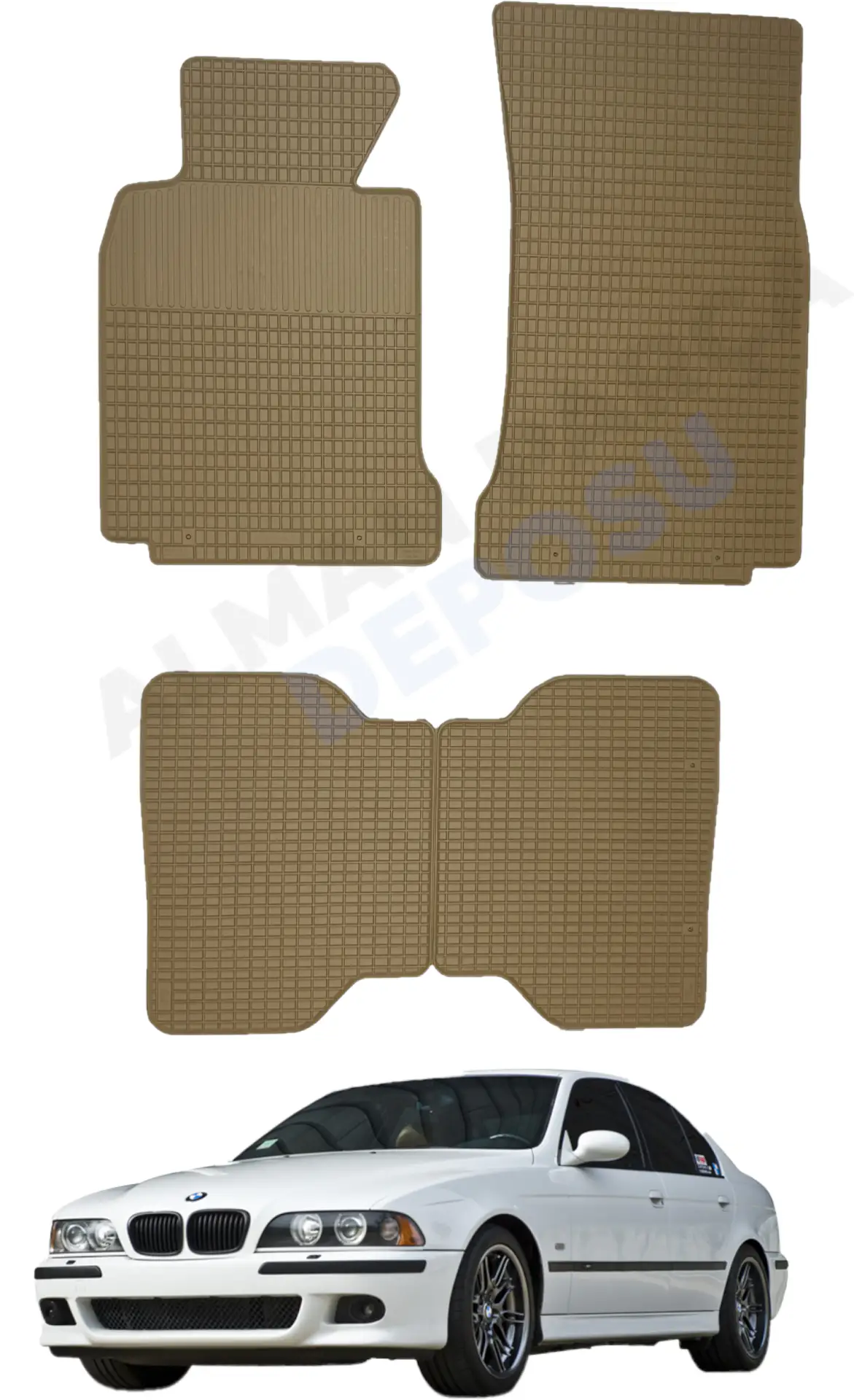 BMW E39 Rubber Floor Mat Beige Odorless Original Custom-Cut Schönek