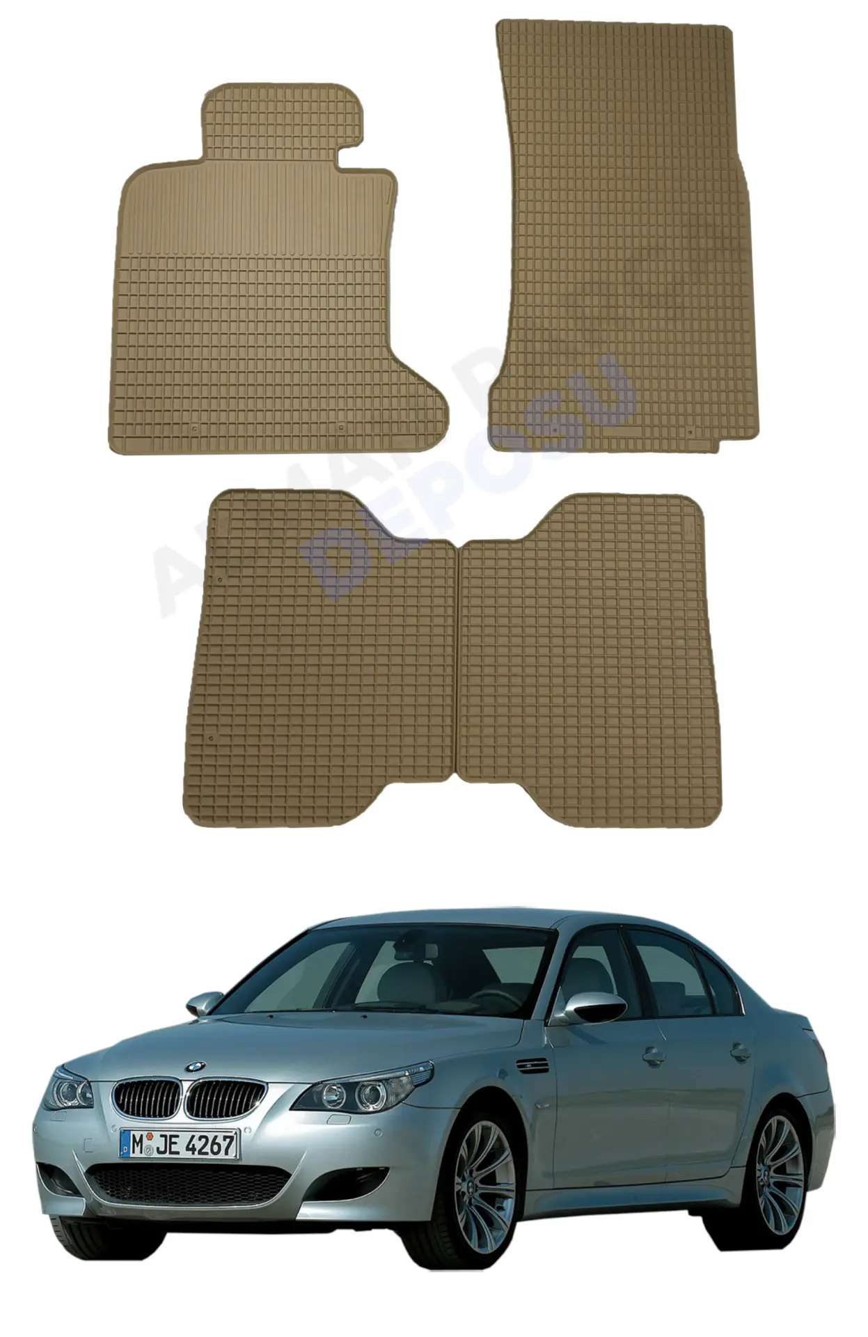 BMW E60 Rubber Floor Mat Beige Odorless Original Custom-Cut Schönek