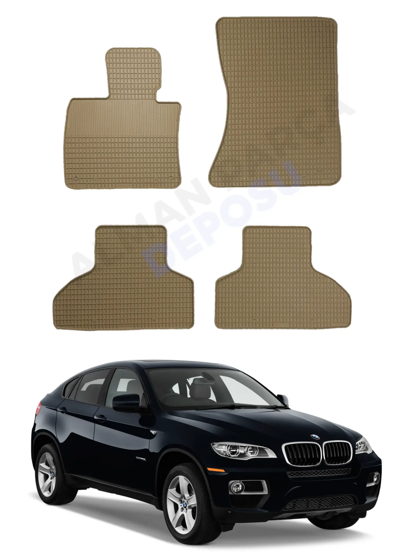BMW E71 Rubber Floor Mat Beige Odorless Original Custom-Cut Schönek