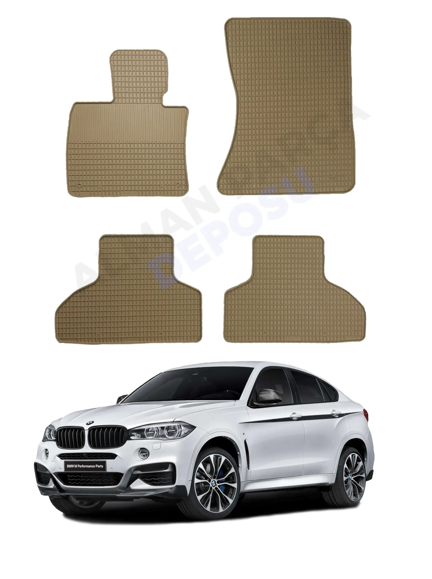 BMW F16 Rubber Floor Mat Beige Odorless Original Custom-Cut Schönek
