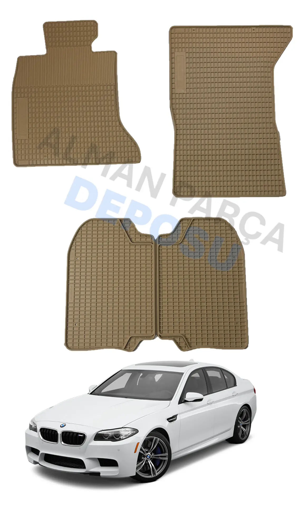 BMW F10 Rubber Floor Mat Beige Odorless Original Custom-Cut Schönek