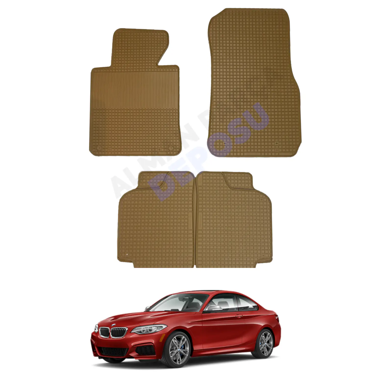 BMW F22 Rubber Floor Mat Beige Odorless Original Custom-Cut Schönek