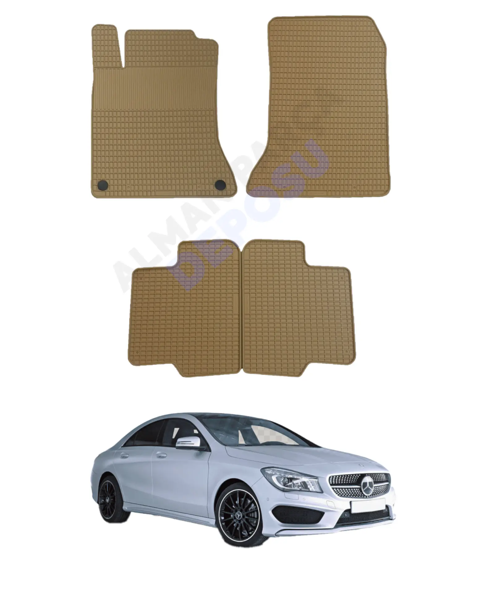 Mercedes W117 Rubber Floor Mat Beige Odorless Original Custom-Cut Schönek