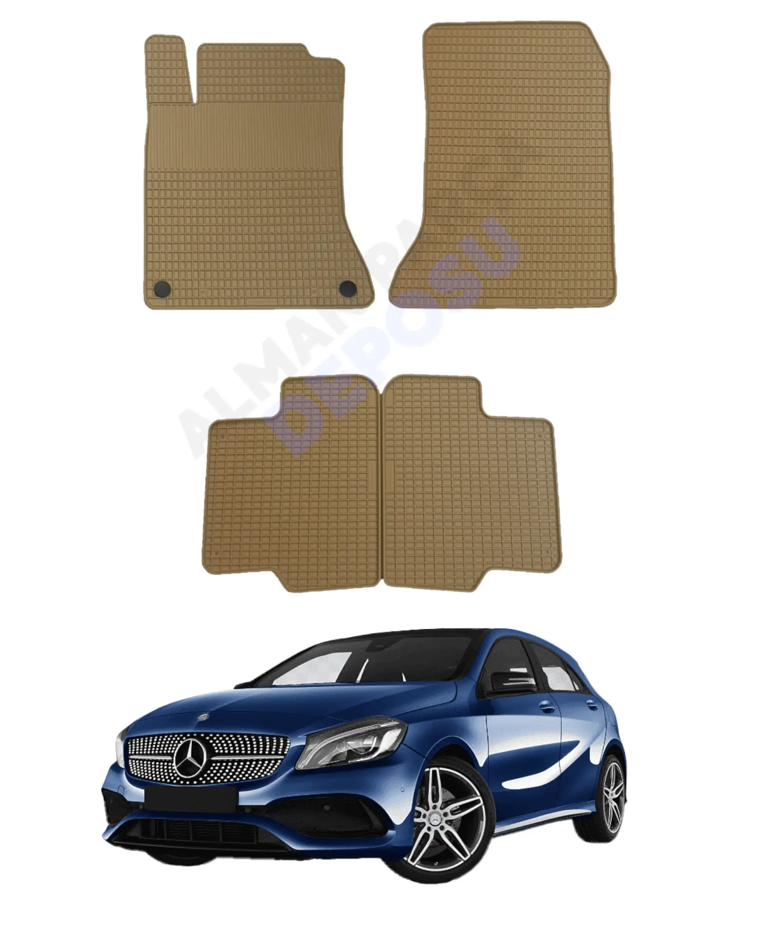 Mercedes W176 Rubber Floor Mat Beige Odorless Original Custom-Cut Schönek
