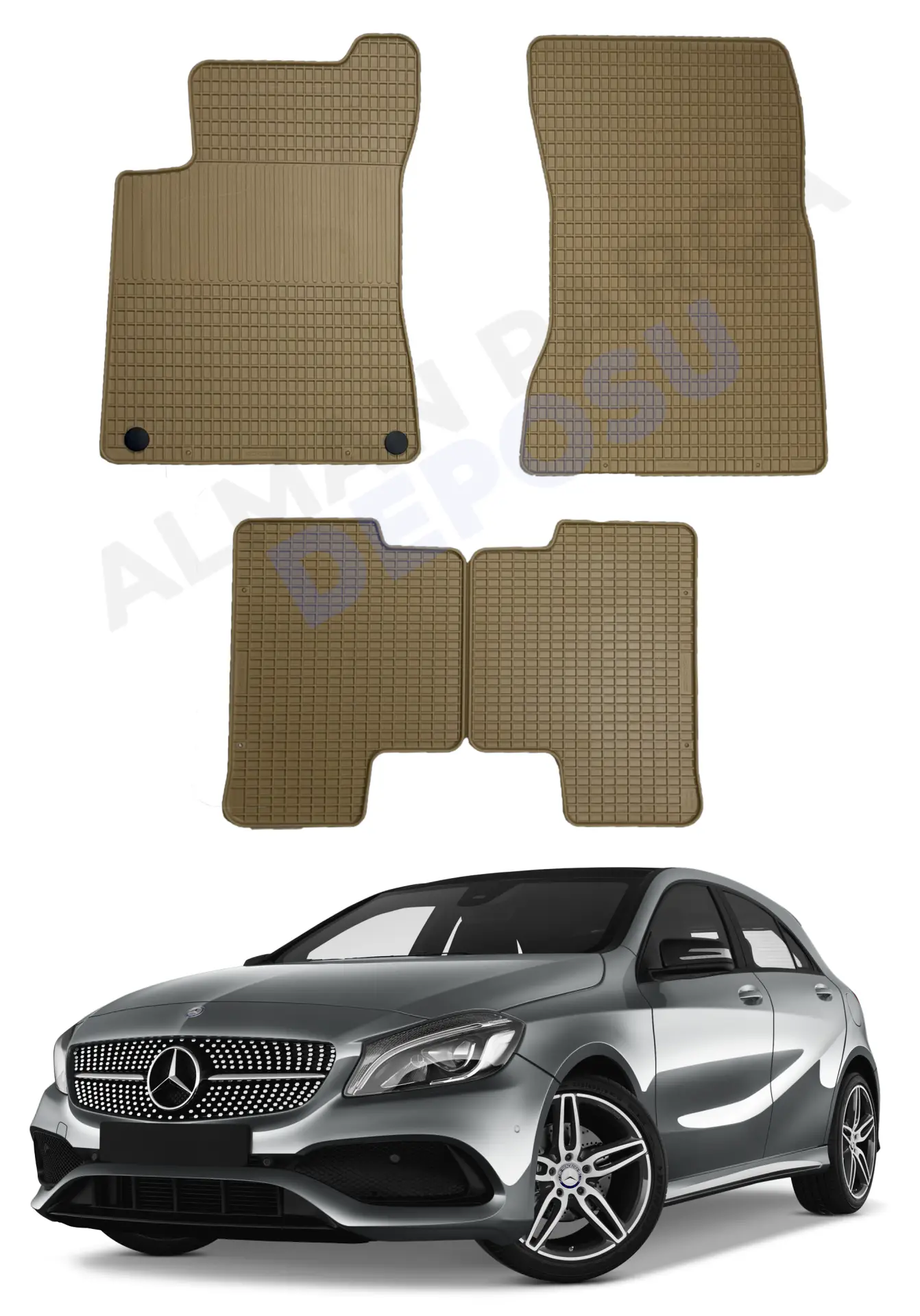 Mercedes W118 Rubber Floor Mat Beige Odorless Original Custom-Cut Schönek