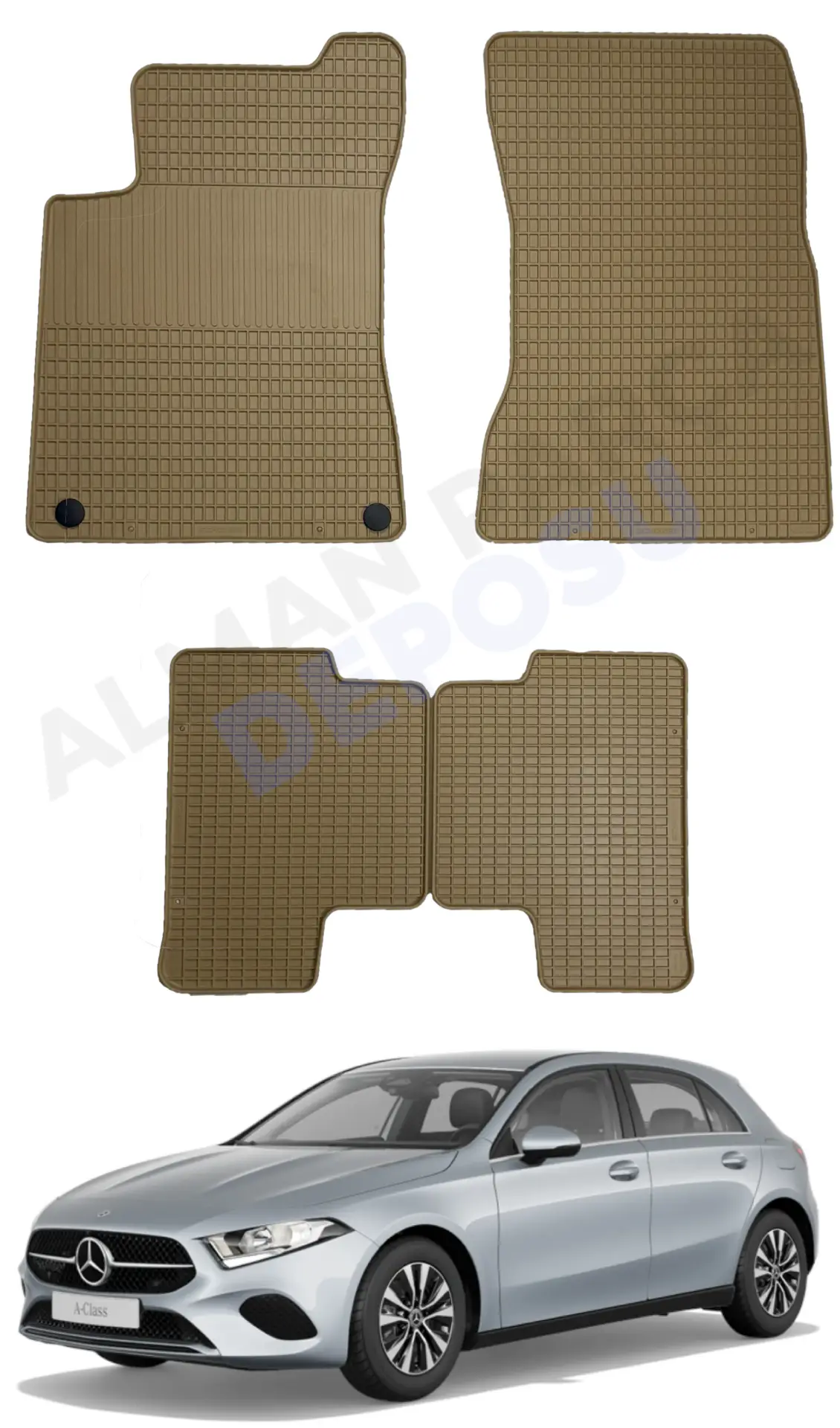 Mercedes W177 Rubber Floor Mat Beige Odorless Original Custom-Cut Schönek
