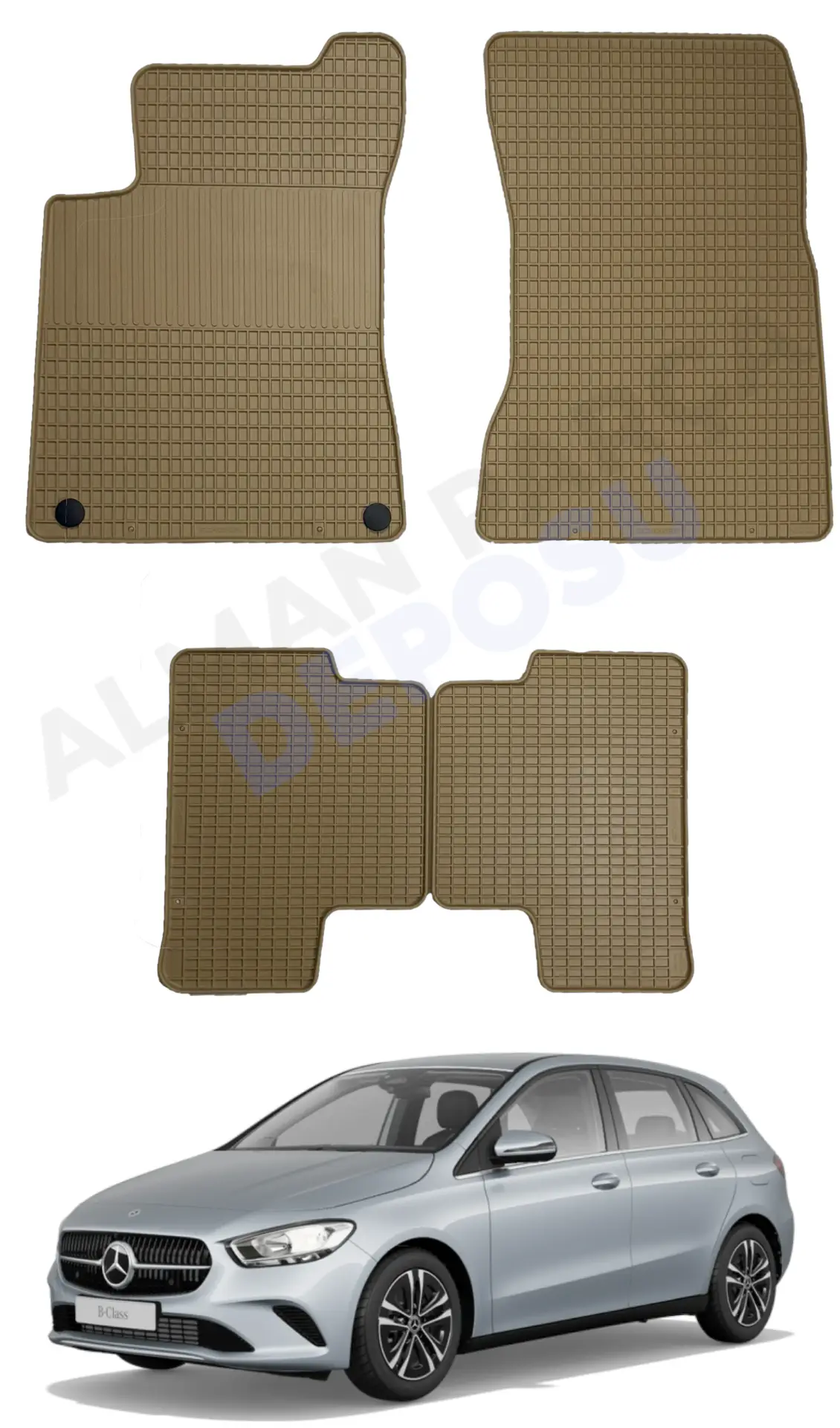Mercedes W247 Rubber Floor Mat Beige Odorless Original Custom-Cut Schönek