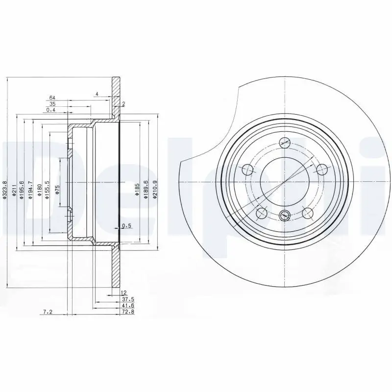 BMW X5 Serisi E53 Fren Diski Arka Havasız 324mm | DELPHI BG3629