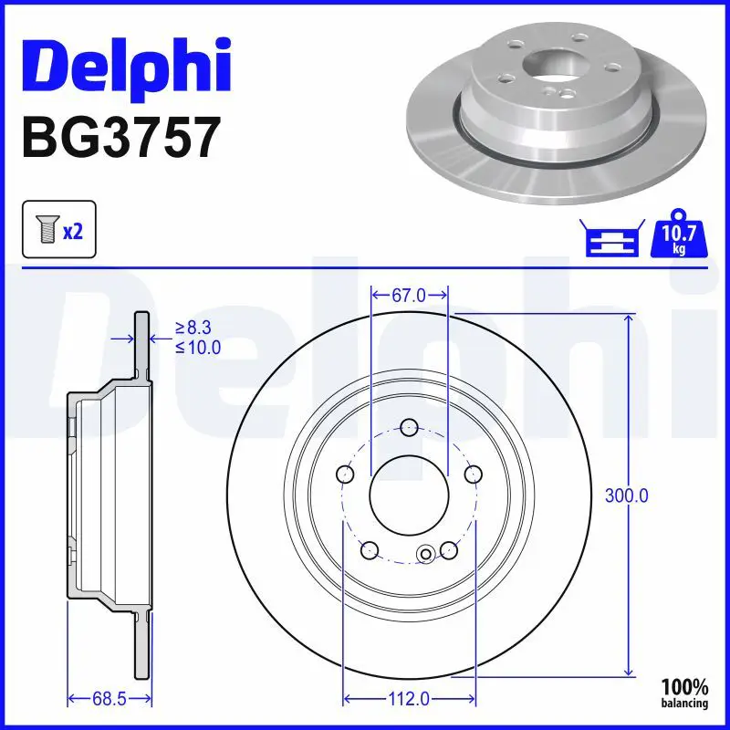 Mercedes W218 Brake Disc Rear Solid 300mm | DELPHI BG3757