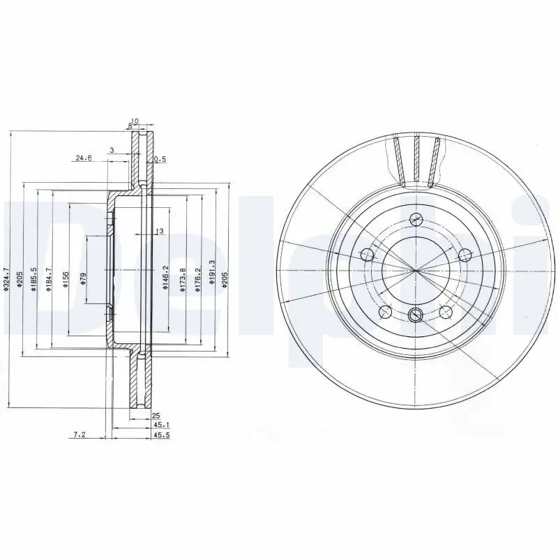 BMW 3 Series E46 Brake Disc Front Pneumatic 325mm | DELPHI BG3830