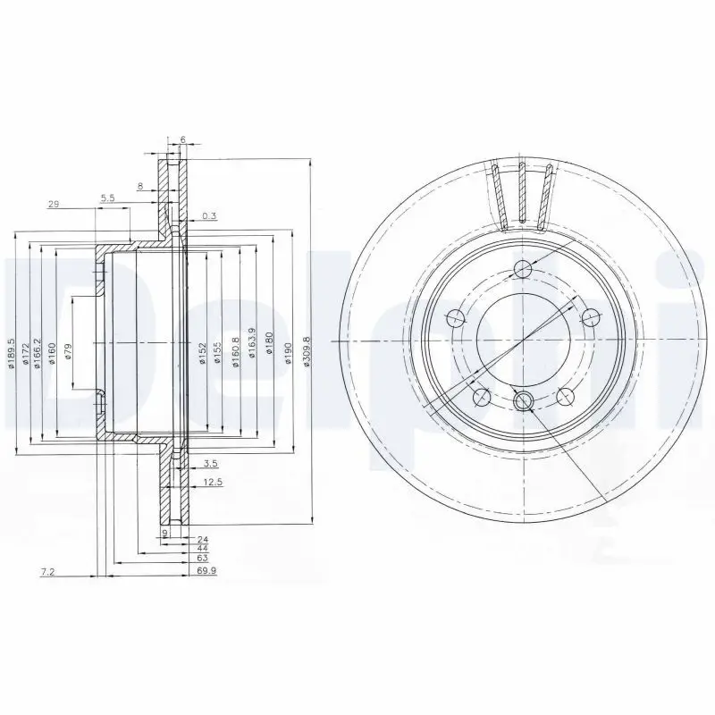 BMW 5 Series E60 Brake Disc Front Pneumatic 310mm | DELPHI BG3870