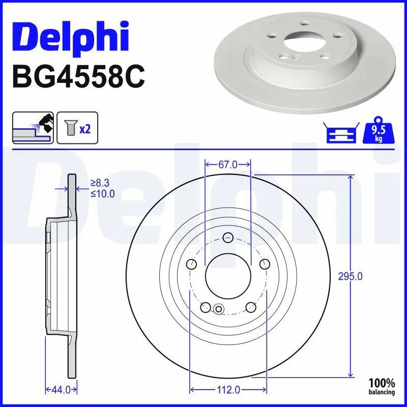 Mercedes W176 Fren Diski Arka Havasız 295mm | DELPHI BG4558C