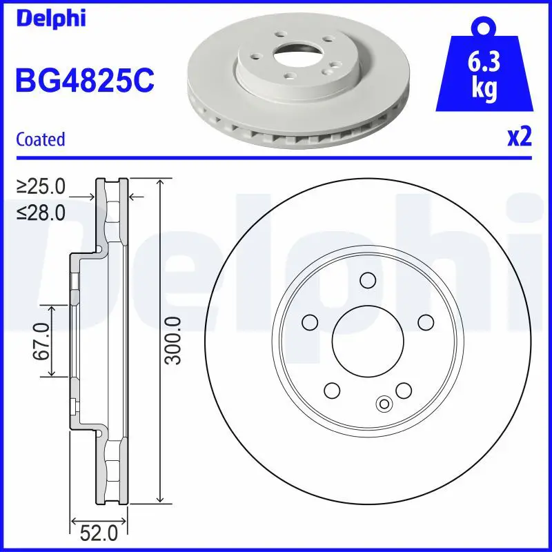 Mercedes W447 Fren Diski Ön Havalı 300mm | DELPHI BG4825C