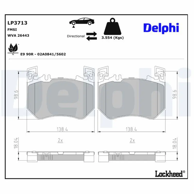 Mercedes W223 Brake Brake Pad Front | DELPHI LP3713