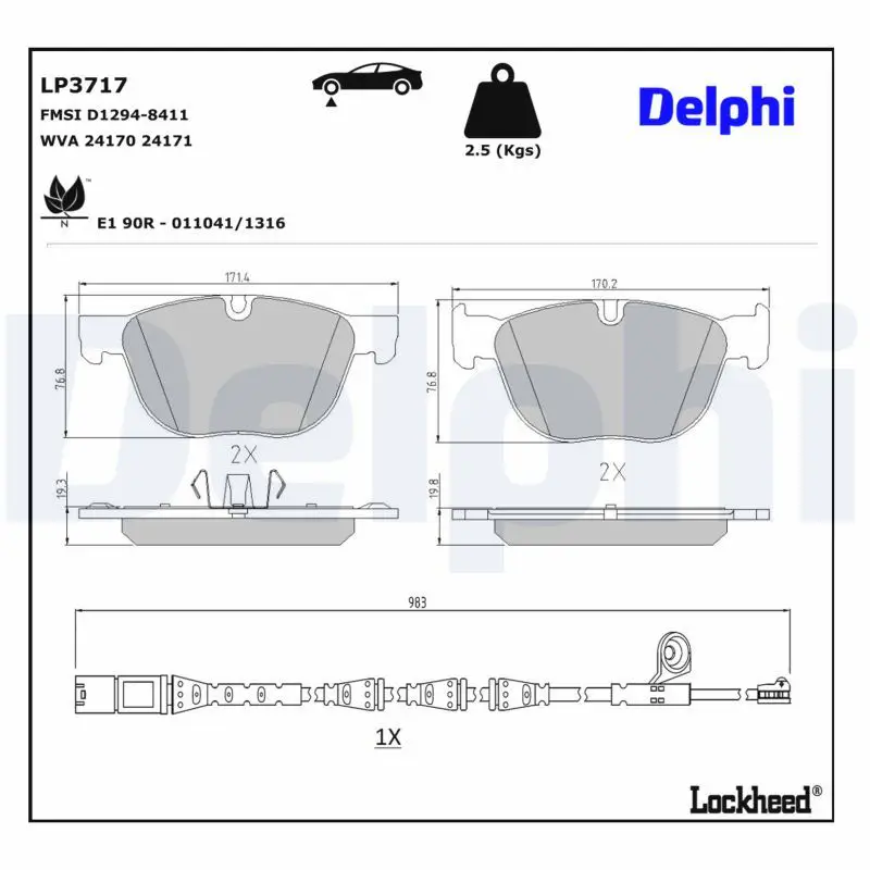 BMW X6 Series E71 Brake Brake Pad Front Contact | DELPHI LP3717