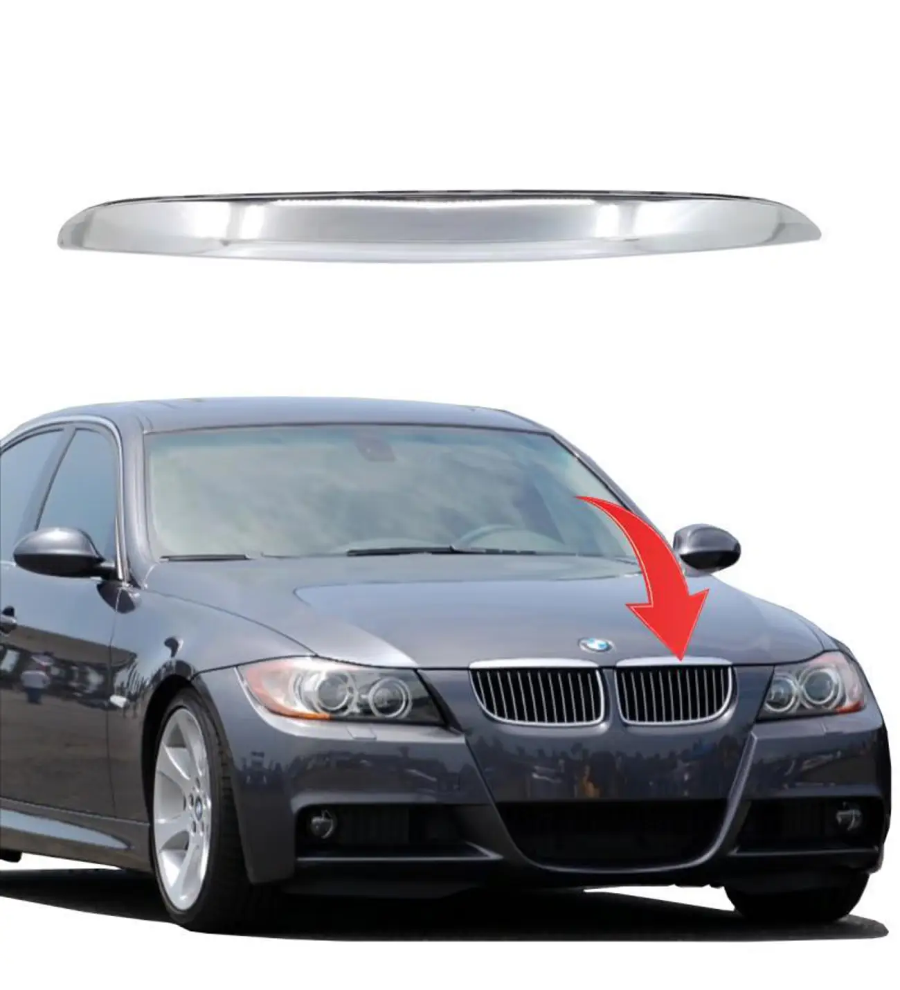 BMW E90 Upper Grille Trim Left - 51137117241