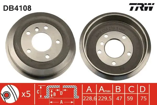 BMW E36 Rear Brake Drum | TRW DB4108