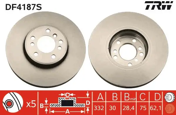 BMW X3 (E83) Front Brake Disc | TRW DF4187S