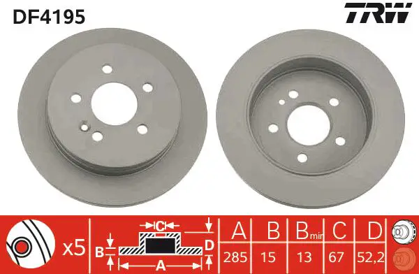 Mercedes W163 ML 320 M112 Rear Brake Disc | TRW DF4195