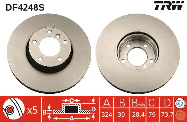BMW 5 Series E39 530d M57 Front Brake Disc | TRW DF4248S