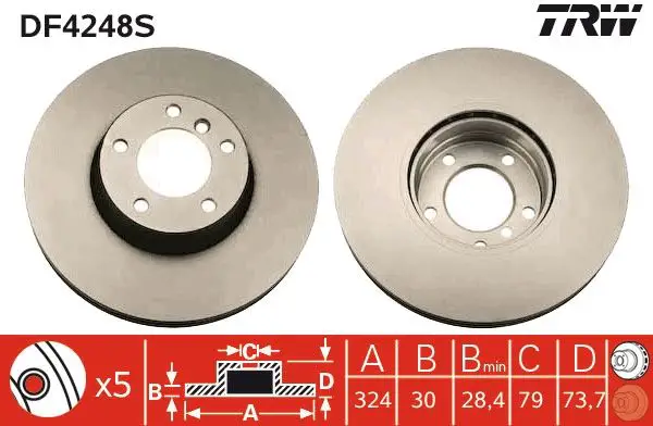 BMW 5 Series E39 525i M54 Front Brake Disc | TRW DF4248S