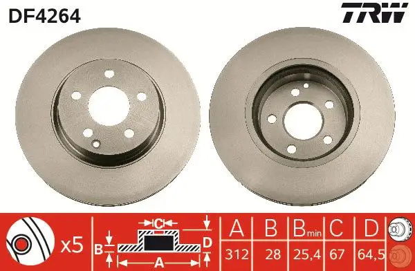 Mercedes W219 CLS 300 Front Brake Disc | TRW DF4264