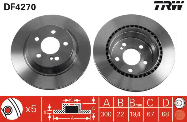 Mercedes GLK X204 Rear Brake Disc | TRW DF4270