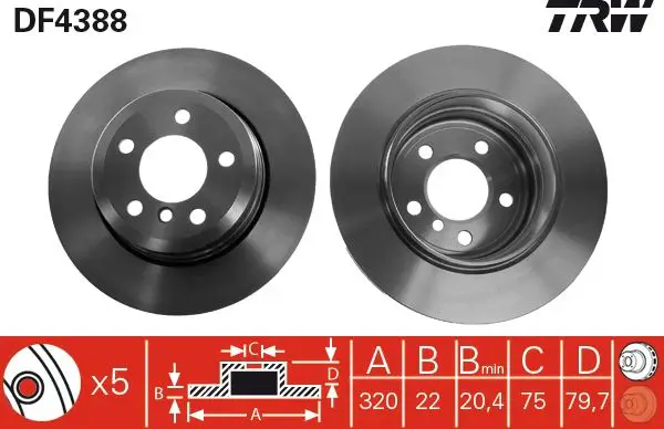 BMW X3 (E83) Rear Brake Disc | TRW DF4388
