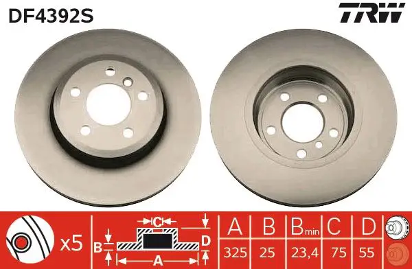 BMW X3 (E83) Front Brake Disc | TRW DF4392S