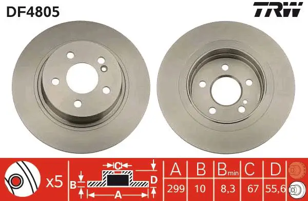 Mercedes C-Class W204 Rear Brake Disc | TRW DF4805