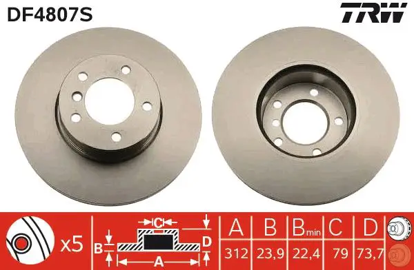 BMW X1 (E84) Front Brake Disc | TRW DF4807S