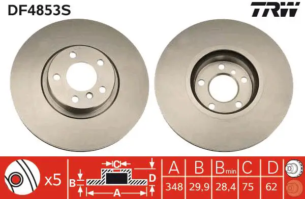 BMW X5 (E70) Front Brake Disc | TRW DF4853S