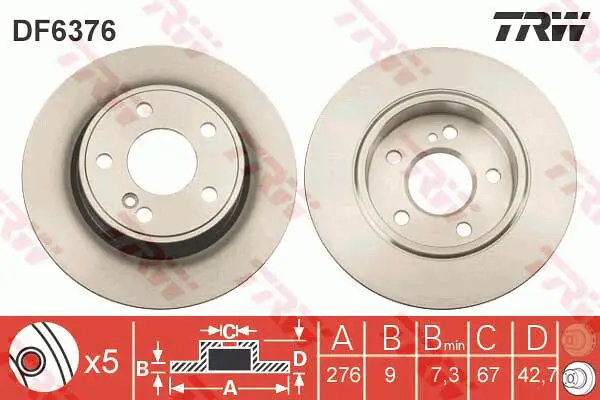 Mercedes CLA W117 Rear Brake Disc | TRW DF6376