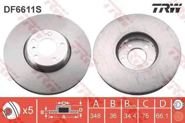 BMW F10 530i N52 Front Brake Disc | TRW DF6611S