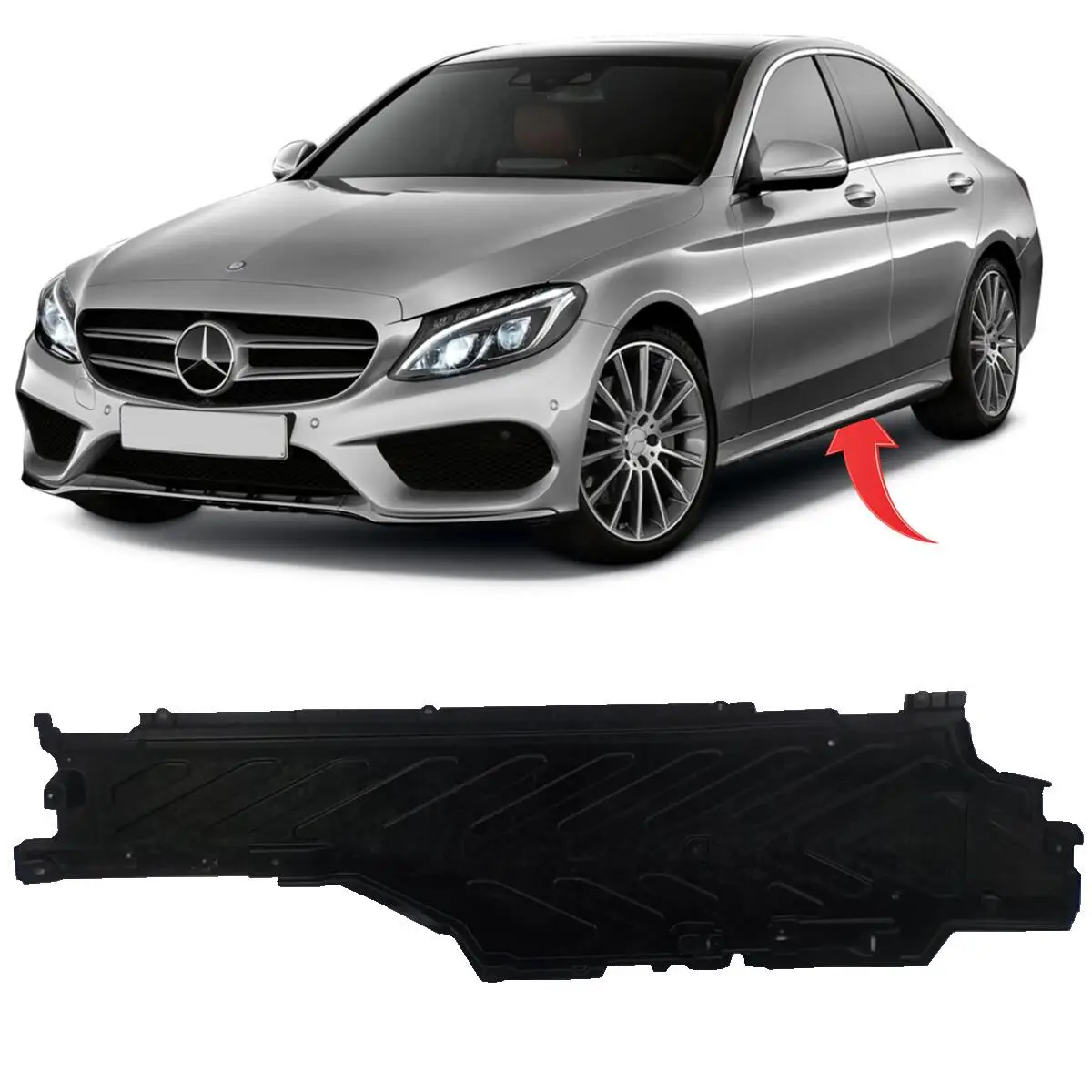 Mercedes C-Class W205 Left Underbody Shield - OEM Quality