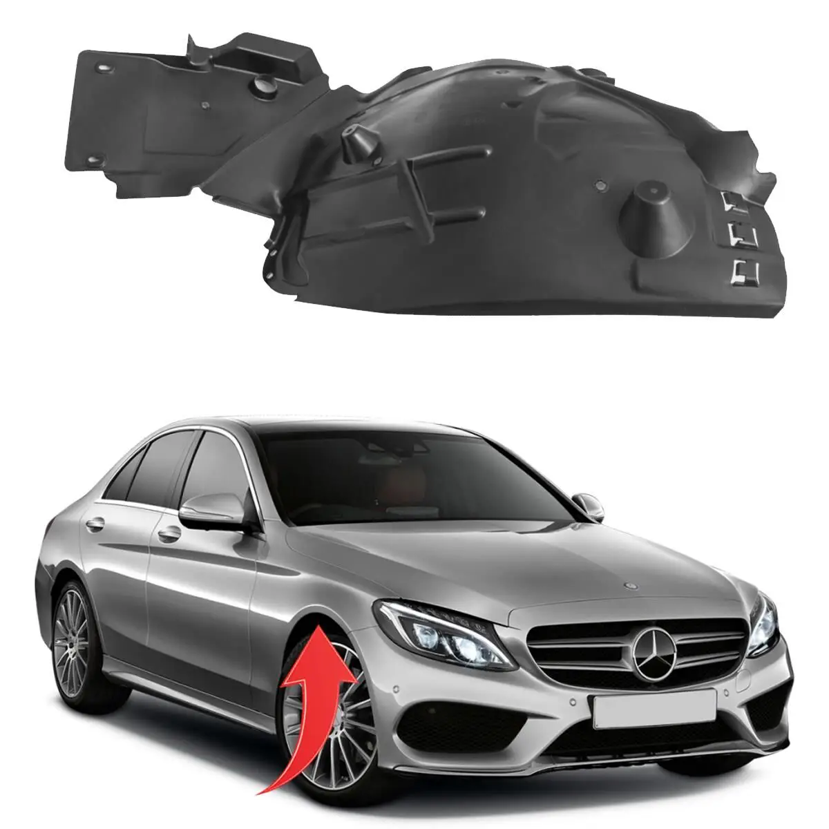 Mercedes C-Class W205 Front Right Mudguard Liner