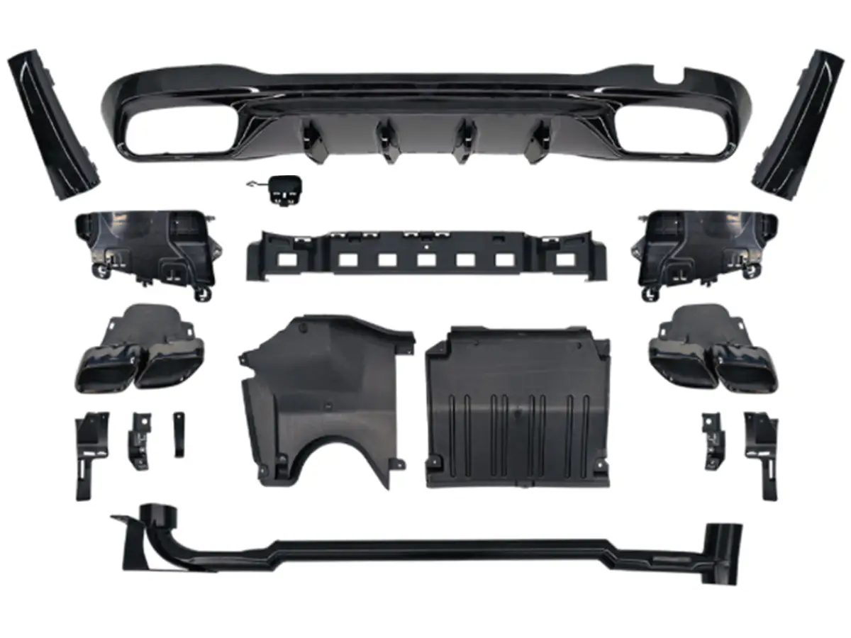 Mercedes C Series W206 2020- Bumper Diffuser Set Rear; Quad Exhaust Outlet Exhaust Tip, Chrome | WENDER MA2068859999