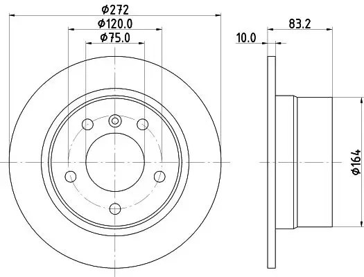 BMW 3 Serisi E36 Fren Diski Havasız Arka | HELLA 8DD 355 104-821