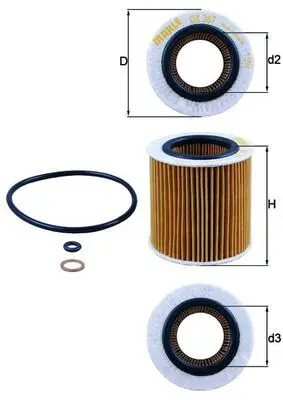 BMW X3 Series E83 3.0 i N52 Oil Filter | MAHLE OX 387D