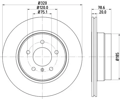 BMW X5 Series E70 Brake Disc Pneumatic Front | HELLA 8DD 355 114-001