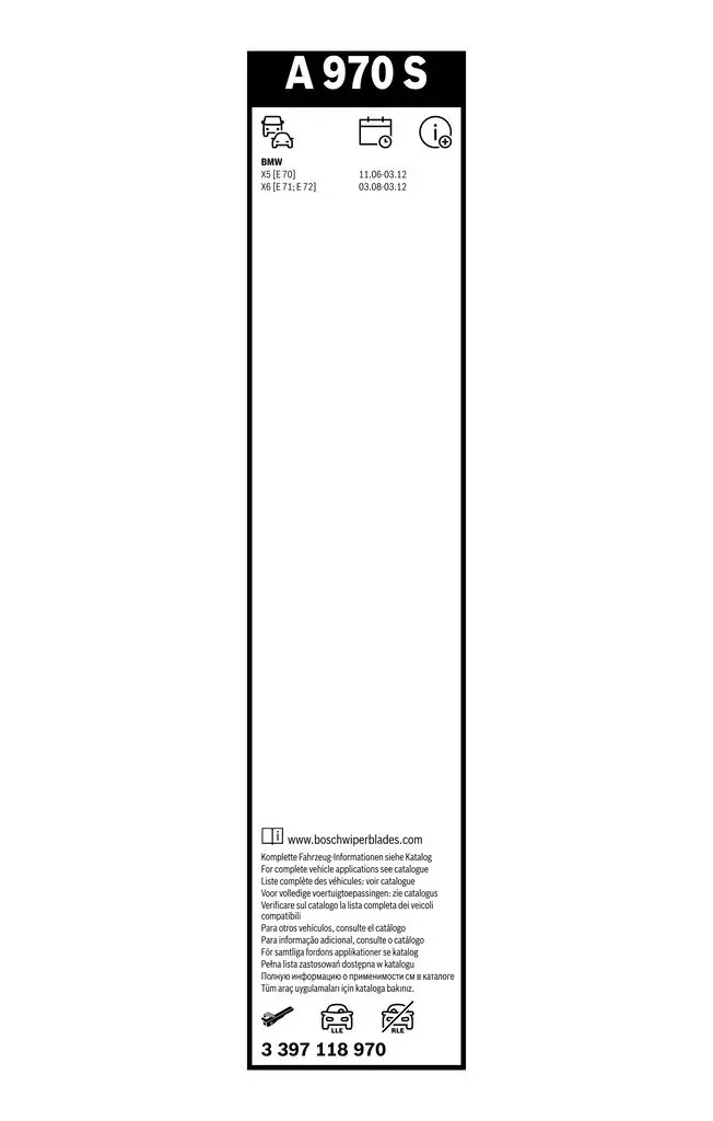 BMW E70 X5 xDrive 30 d Wiper Set | BOSCH 3397118970