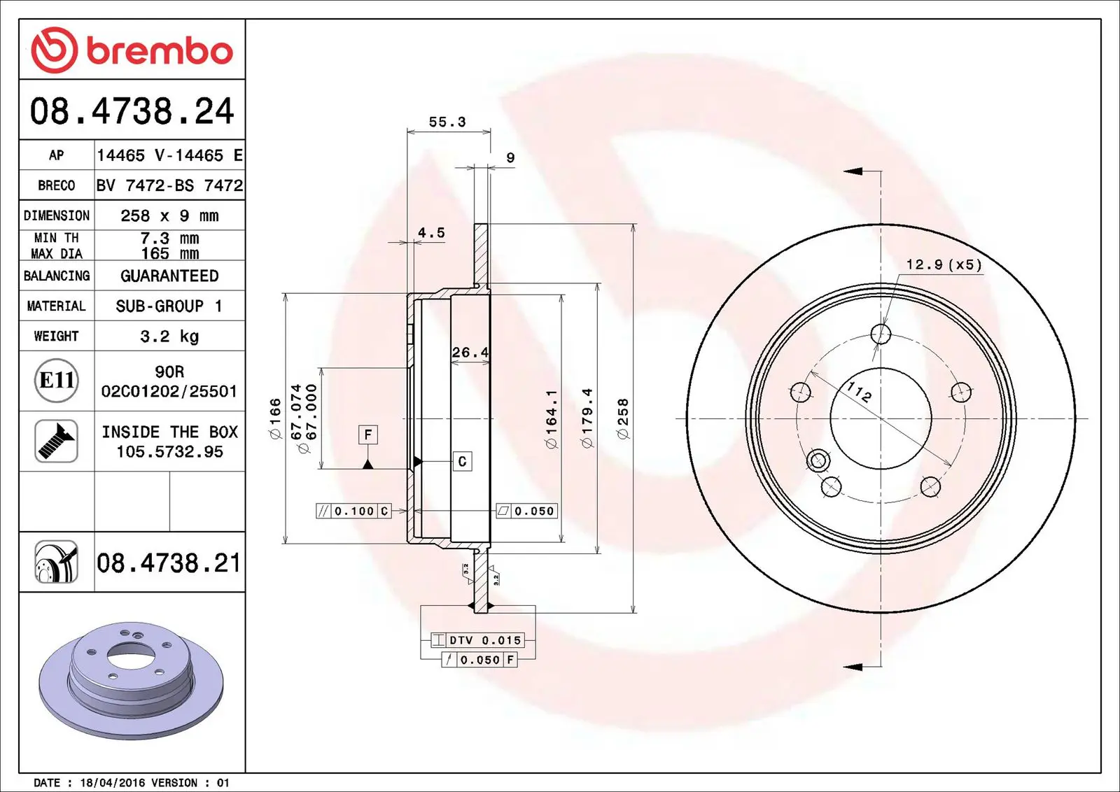 Mercedes C Series W202 C 180 Front and Rear Brake Disc | BREMBO 08473821