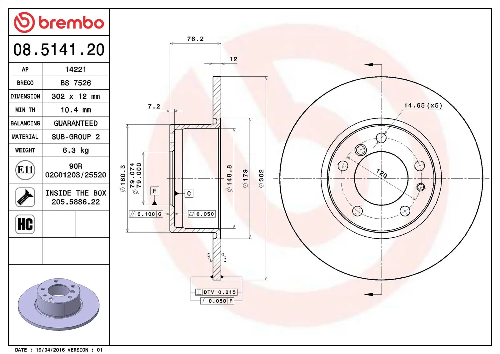 BMW 5 Serisi E34 525 tds Ön Fren Diski | BREMBO 08514120